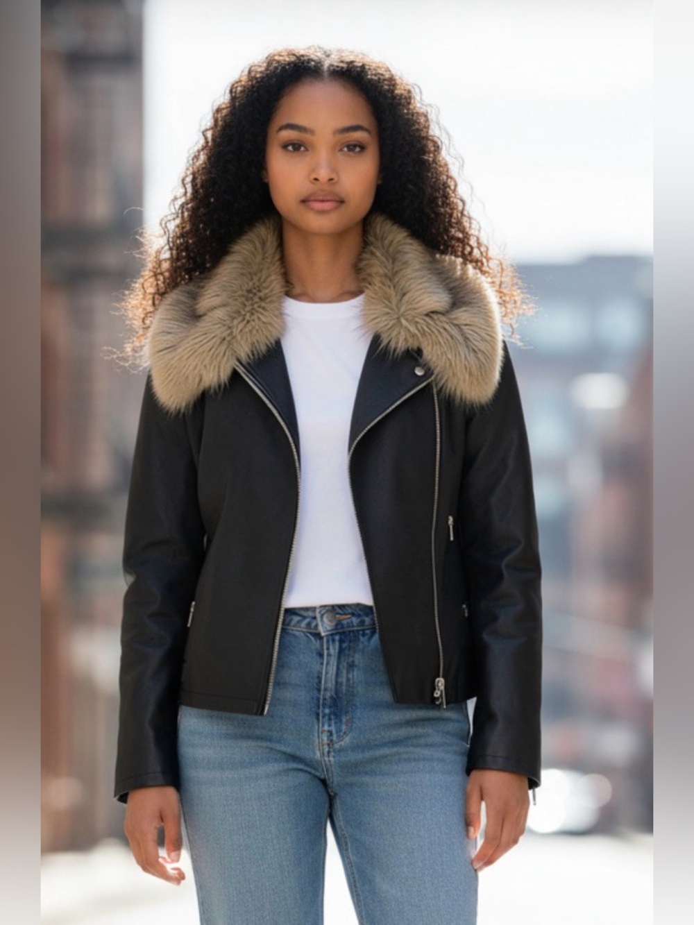 Dolls Kill Black and Furry Siren Moto Jacket